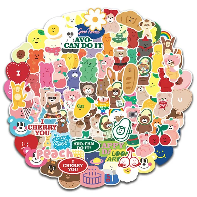 ملصقات جرافيتي على شكل دب كرتوني ، كمبيوتر محمول ، حقيبة ، خوذة ، كوب ماء ، هاتف محمول للثلاجة ، ديكور لطيف ، 50 * #1