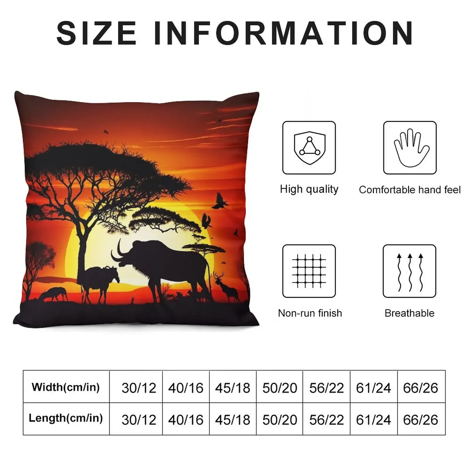 Wild Animals on African Savanna Sunset Throw Pillow Pillowcase Cushion autumn decoration Pillow Decor Cushion Cover pillow