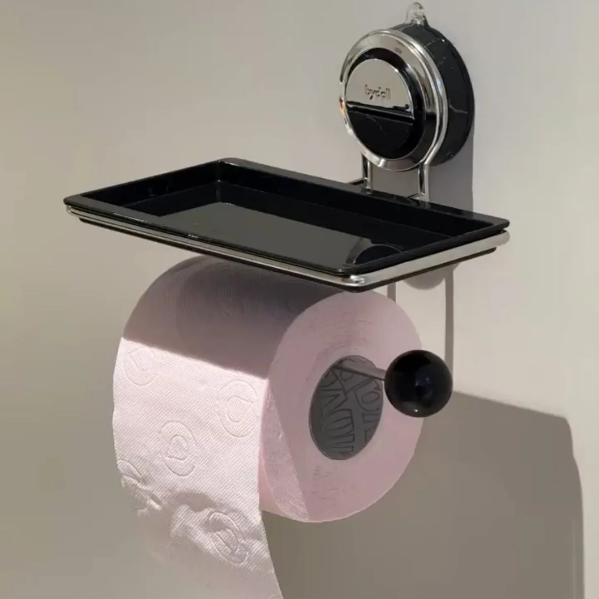 

Durable Suction Cup Toilet Paper Holder Wall Mounted Walnut Storage Rack Toilet Paper Box