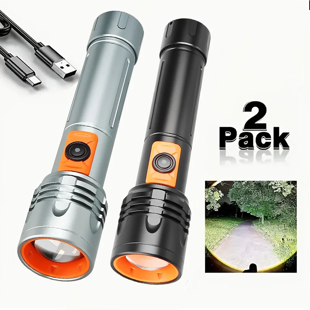 Nieuwste oplaadbare LED-zaklamp Draagbare aluinlegering Veiligheidslicht Outdoor Zoombare waterdichte tactische zaklamp voor kamperen