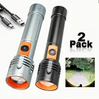 Newest Rechargeable LED Flashlight Portable Alum Alloy Safety Light Outdoor Zoomable Waterproof Tactical Torch Lamp for Camping
