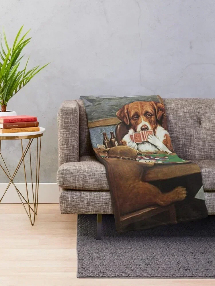 Dogs Playing Poker: A Friend In Need (High Resolution), C.M. Coolidge Throw Blanket Hair Multi-Purpose for sofa Blankets