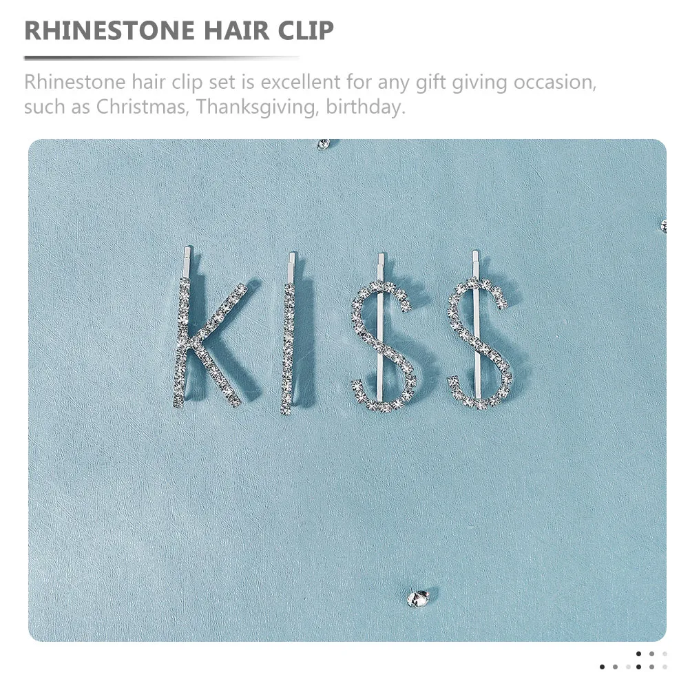 

Rhinestone Hair Clips Letter Barrettes Bling Decorative Accessories Women Girls Braids Sectioning Styling Wedding Party Gifts