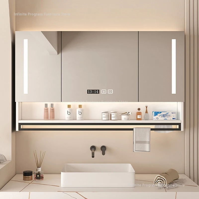 Smart Wall Mount Bathroom Cabinet Antifog Moisture Vanity Mirror Cabinet Large Capacity Bathroom Furniture Muebles De Baño FYBC