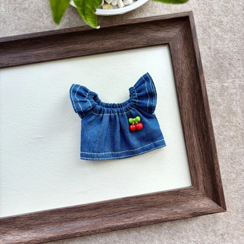 For 15-17 Cm Labubu V1 V2 V3 Cute Bow Cowboy Dress Baby Clothes Set Clothing Accessories