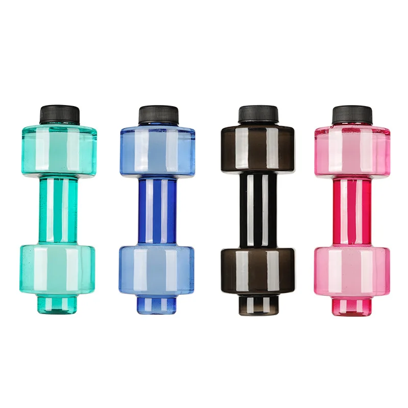 Dumbbell Water Bottle Small Capacity Gym Fitness Sports Drink Bottle Portable Creative Plastic Hydration Jug for Workout