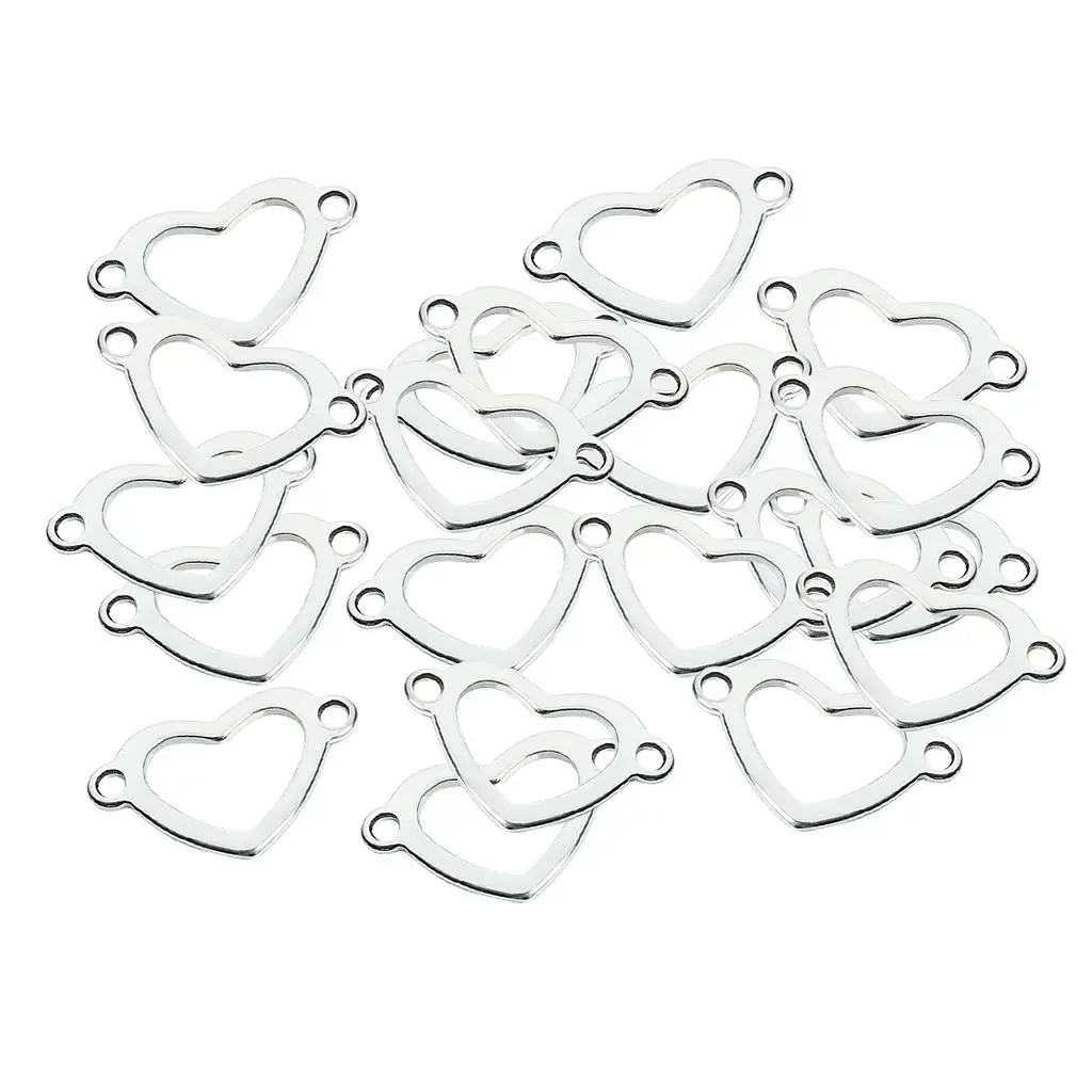 20 Pieces Metal Flat Heart Shaped Blank Coin Stamping Charms Tag Pendants