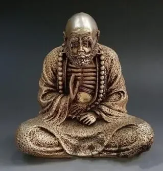 China Buddhism Silver Old Man Monk Arhat Damo Dharma Buddha Statue Collection