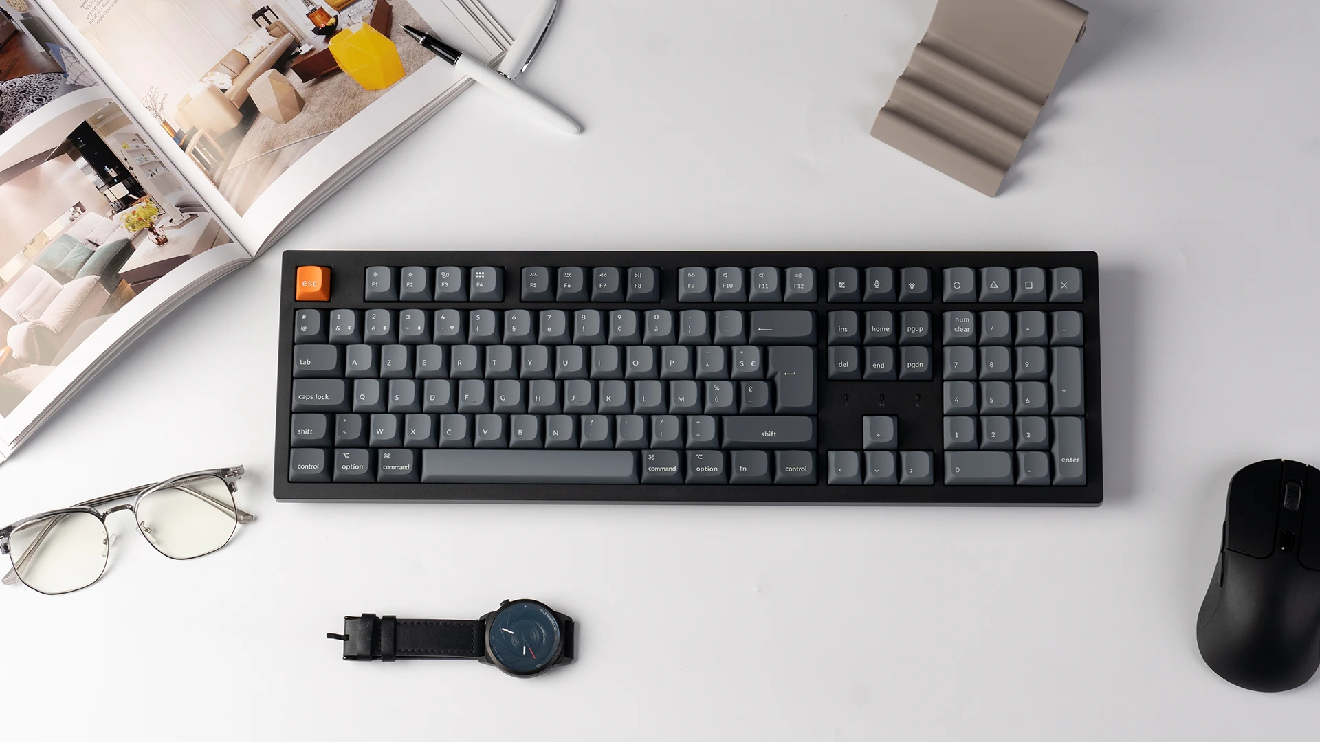Keychron K10 Max FR-ISO تخطيط QMK لوحة المفاتيح الميكانيكية اللاسلكية المخصصة RGB الخلفية تألق من خلال Keycap #4