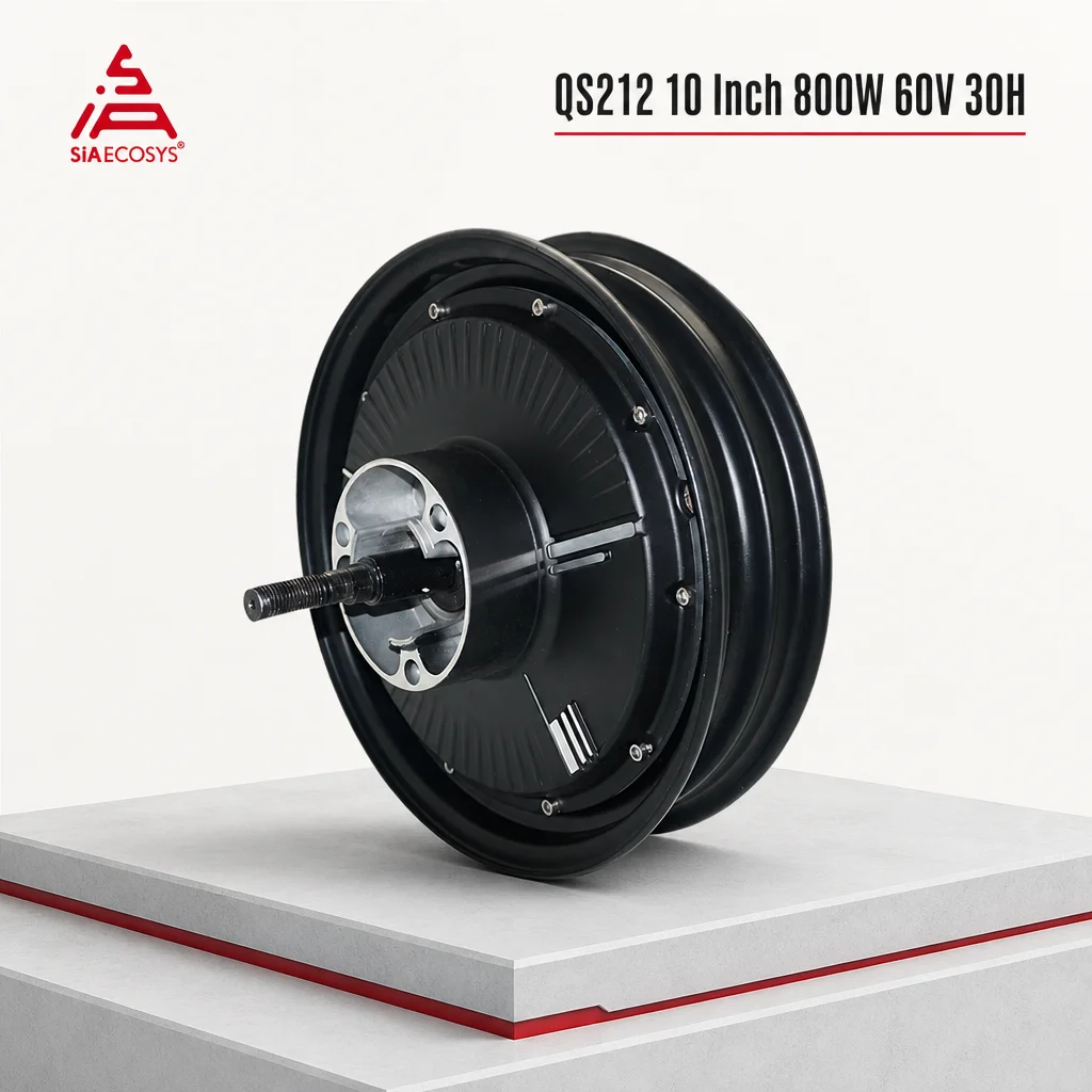 QSMOTOR QS212 10 Inch 800W 60V 30H In-Wheel Hub Motor for Electric Scooter Motorcycle Brushless Wheel Drive Replacement