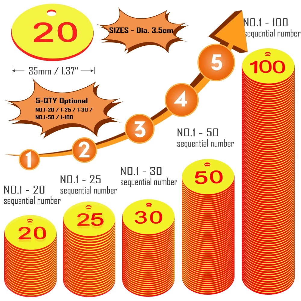 ABS 라운드 번호 라벨, 축산 농장 양봉 태그, 양봉 상자, 순차 번호, 동물 가축 마커, 8 색 직경 3.5cm