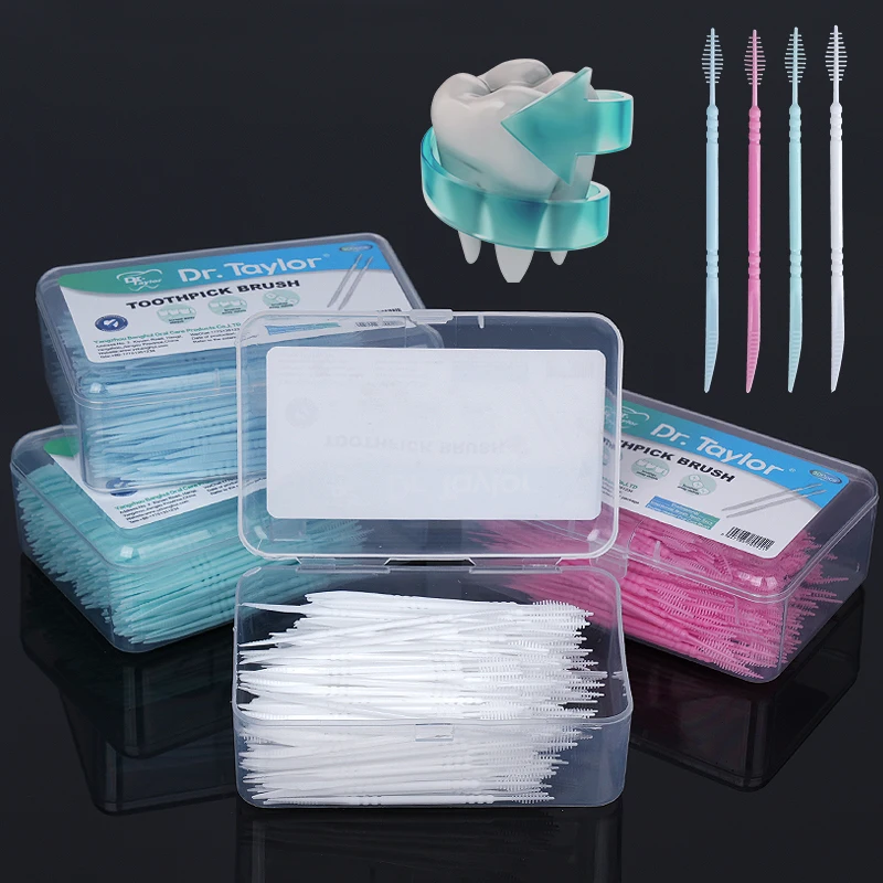 300pcs Double Headed Toothpick Brush, Disposable Plastic Toothpick, Cleaning Tool for Oral Interdental Dirt, Toothpick for Teeth