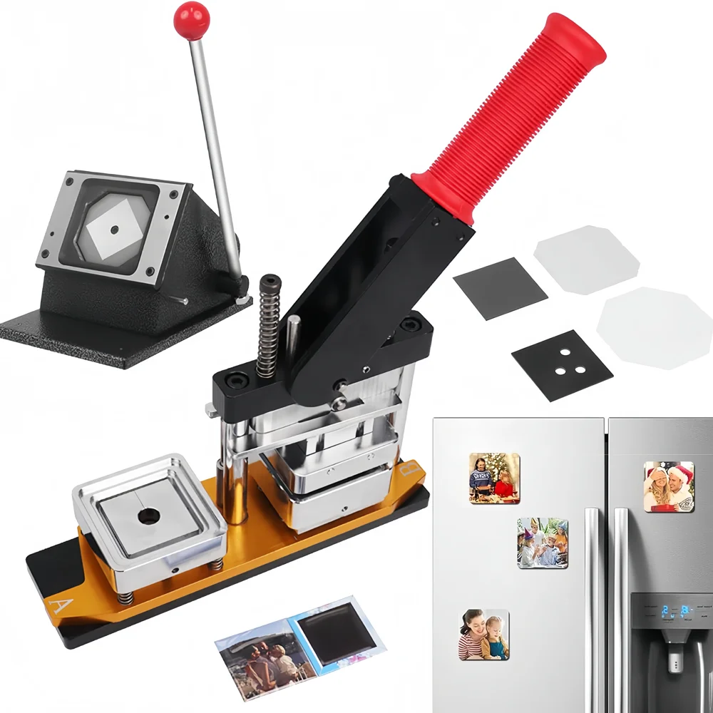 

Automatic Fridge Magnet Making Machine For Restaurant Use Manual & Used Condition With Aluminium Button Material