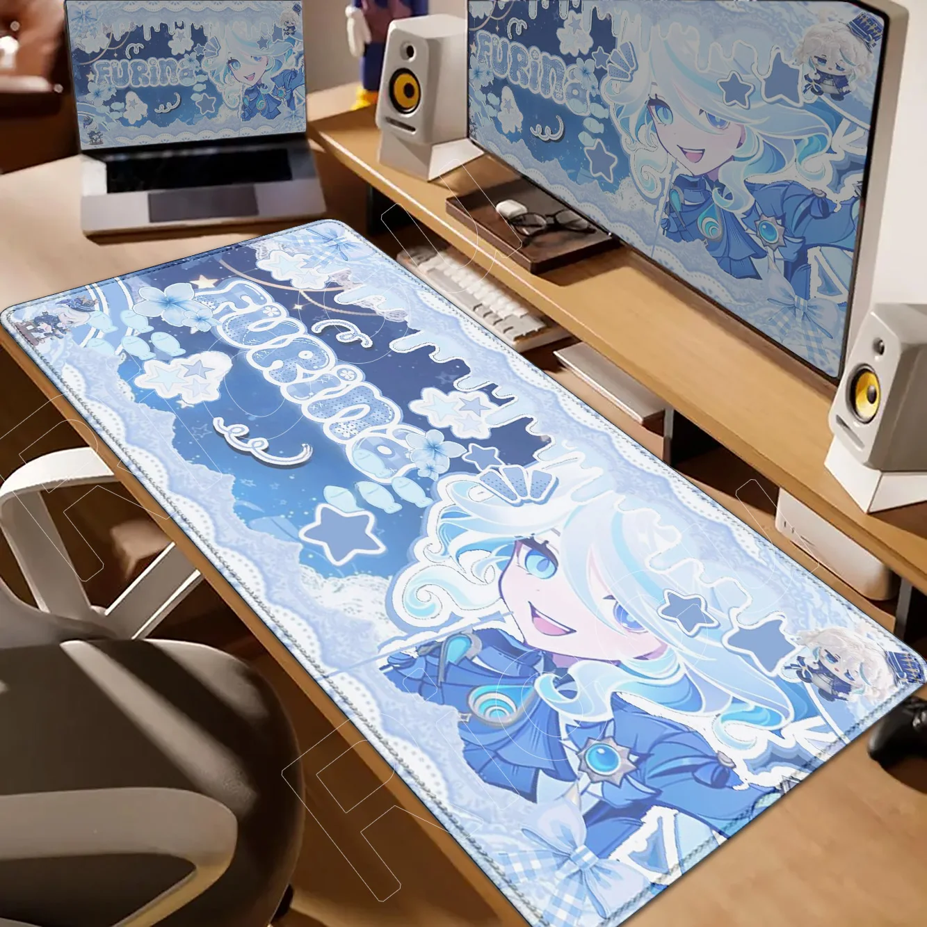 New HD Printing Pretty Anime Game Furina Hu Tao Mouse Pad XXL Genshin Impact Kawaii Mousepad Game Mice Mat Keyboard Big Desk Mat