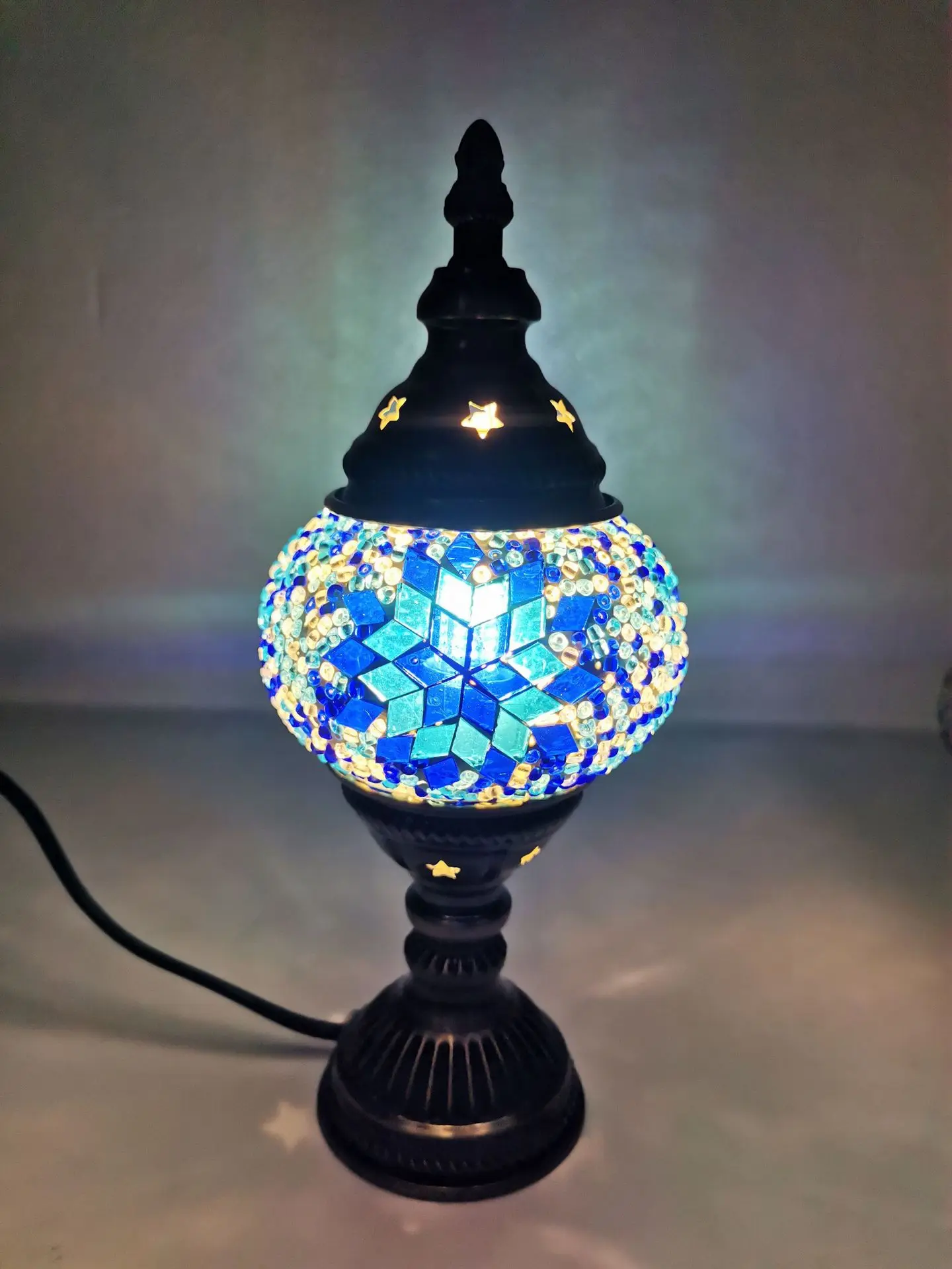 Small Modern European Design DIY Turkish Mosaic Glass Light Kit Handmade ABS Body E14 Bulb Base Children's Day Electric Gifts