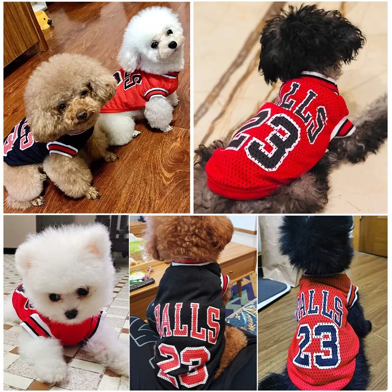 

Basketball Vest Pet Clothing Dogs Letter Breathable Dog Clothes Printing Thin Costume Spring Summer Cute Bichon Red Accessories