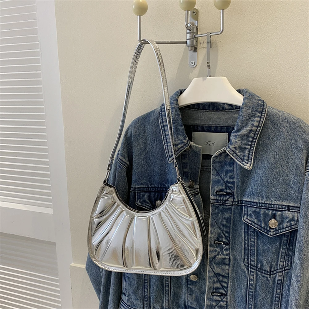 

Женские дорожные сумки, модные плиссированные сумки для подмышек, повседневные простые элегантные портативные однотонные дизайнерские сумки из искусственной кожи