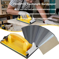 70/48Pcs Rectangle Sandpaper 120-7000 Grit Multifunctional Sanding Sheet with Sanding Block Coarse & Fine Sandpaper Hand Sander