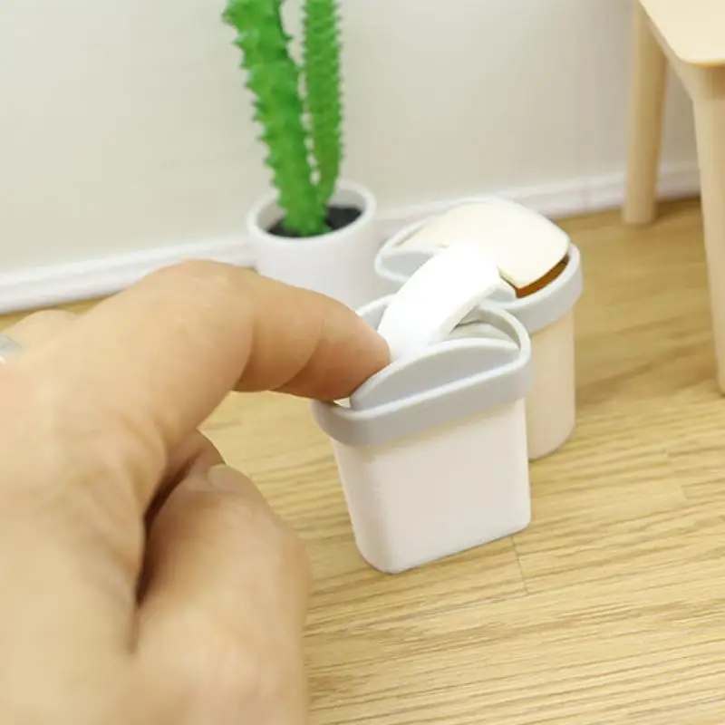 Mini cubo de basura con tapa abatible, Mini cubo de basura, modelo de juguete en miniatura, escena, accesorios para casa de muñecas, simulación, 1 ud.