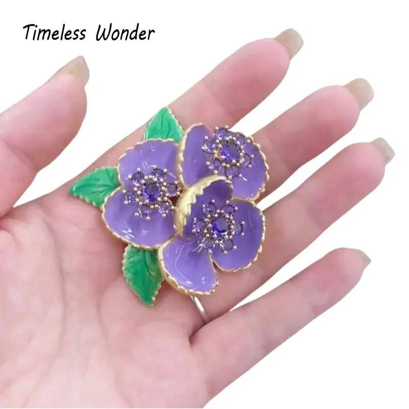 

Timeless Wonder Retro Enamel Zircon Geo Floral Brooch Pins for Women Designer Jewelry for Gown Runway Rare Luxury Gift Cute 5381