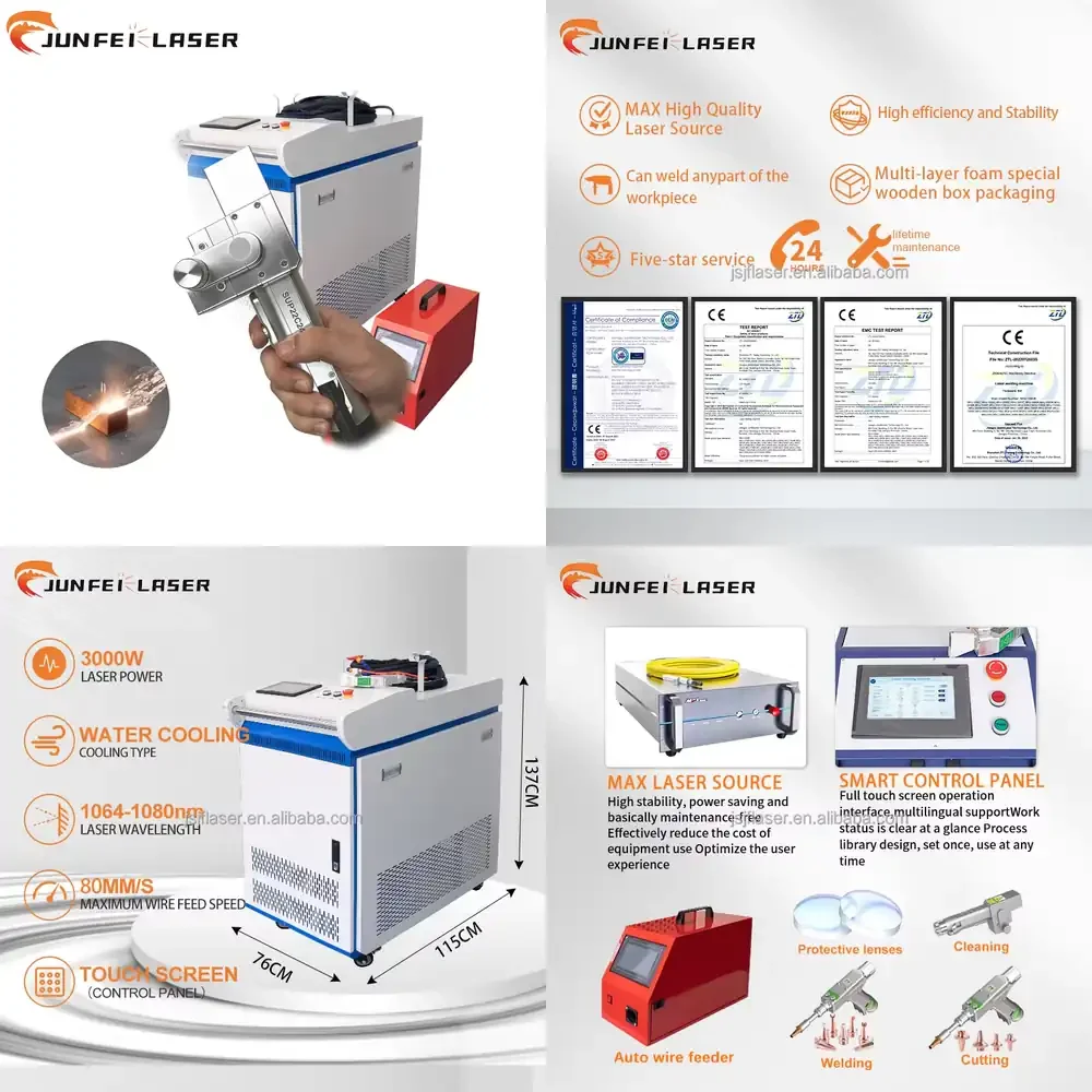 

JUNFEI OEM CE Handheld Fiber Cleaning Machine 3000W Water Cooler for Aluminum Metal Surface Cleaning