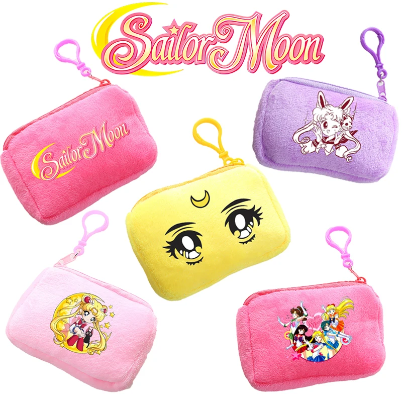 Sailor Moon Plush Coin Purse Anime Cartoon Girl Cosmetic Storage Bag Kawaii Printed Square Wallet Soft Comfortable Handbag Gifts