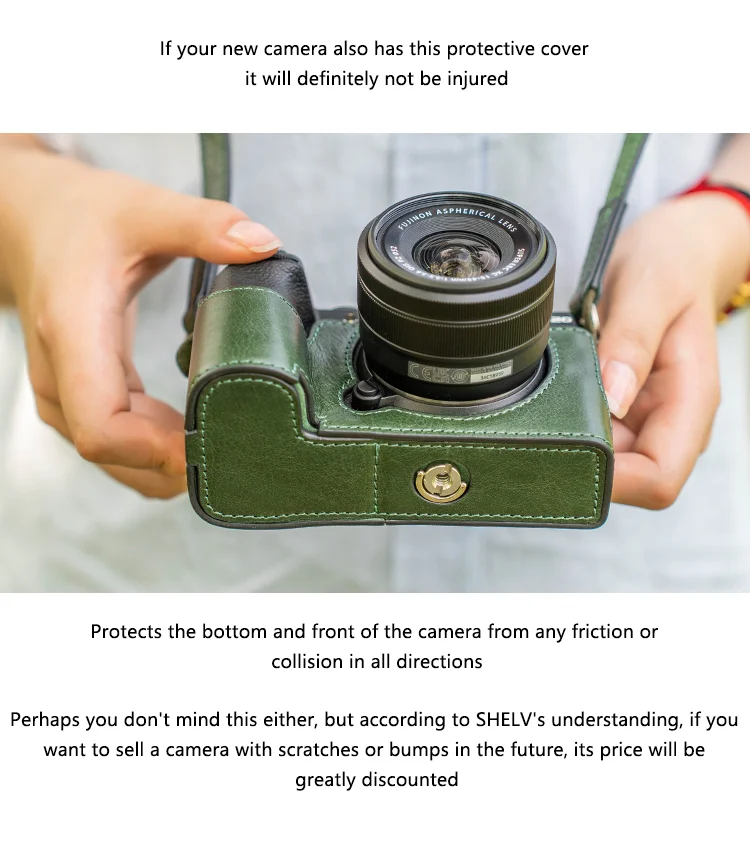 Shelv Fuji X-S20 XS20 Camera Case Handmade Genuine Leather Cover Fujifilm Camera Protective Case Camera Bag W/ Shoulder Strap