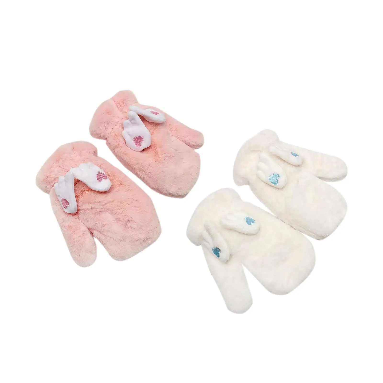 

Women Winter Gloves Full Fingers Gloves Warm Thick Faux Fur Gloves Fashion Angel Wings Mittens for Girls Women Shopping Party