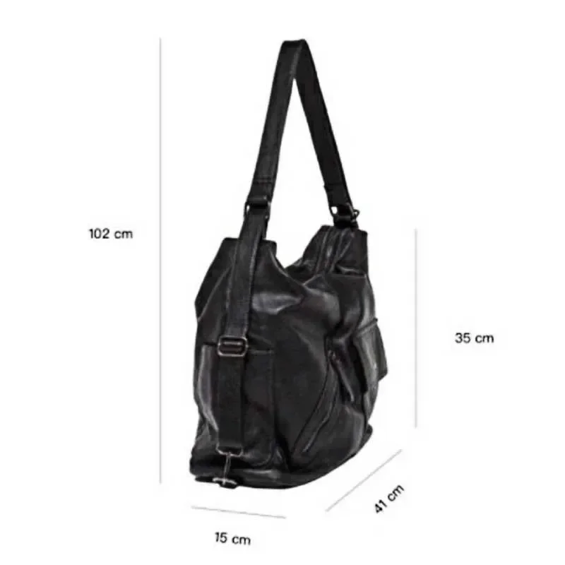 Bolso de hombro Vintage negro para mujer, bandoleras lisas de lujo para motocicleta, mochilas multifuncionales de gran capacidad de diseñador