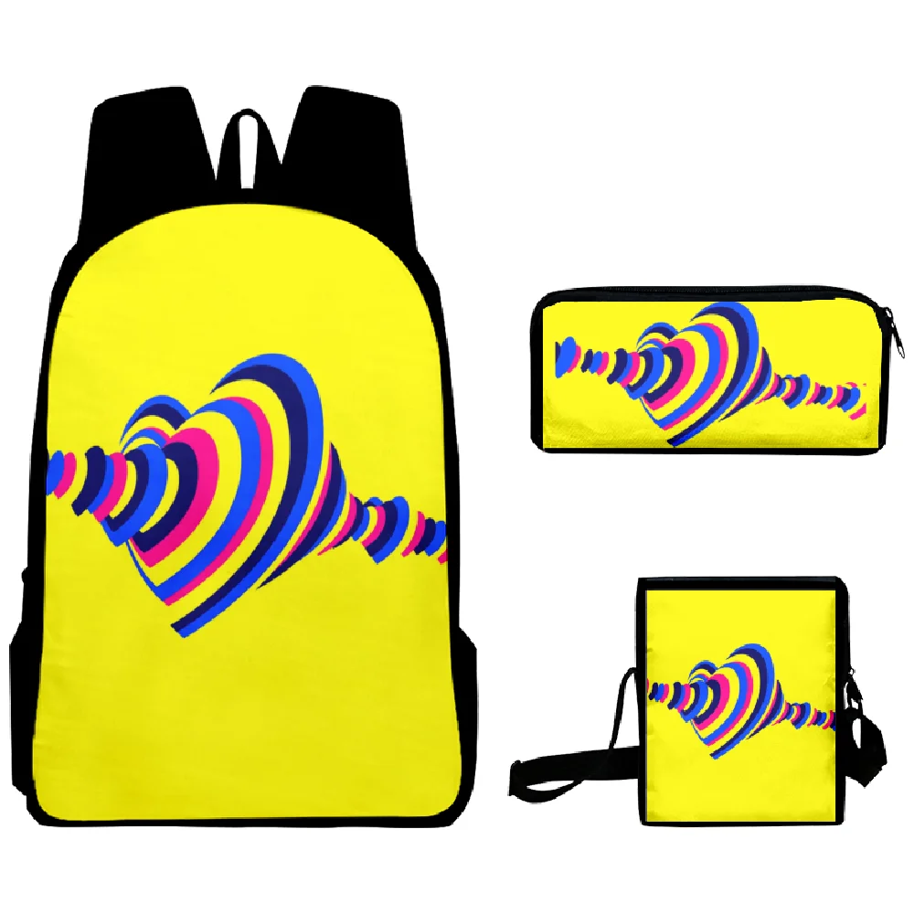 

Eurovision Merch 2023 Eurovision Song Contest Heartbeat Backpack 3 Pieces Sets Shoulder Bags Daypack Zipper Bag Pencil Bag