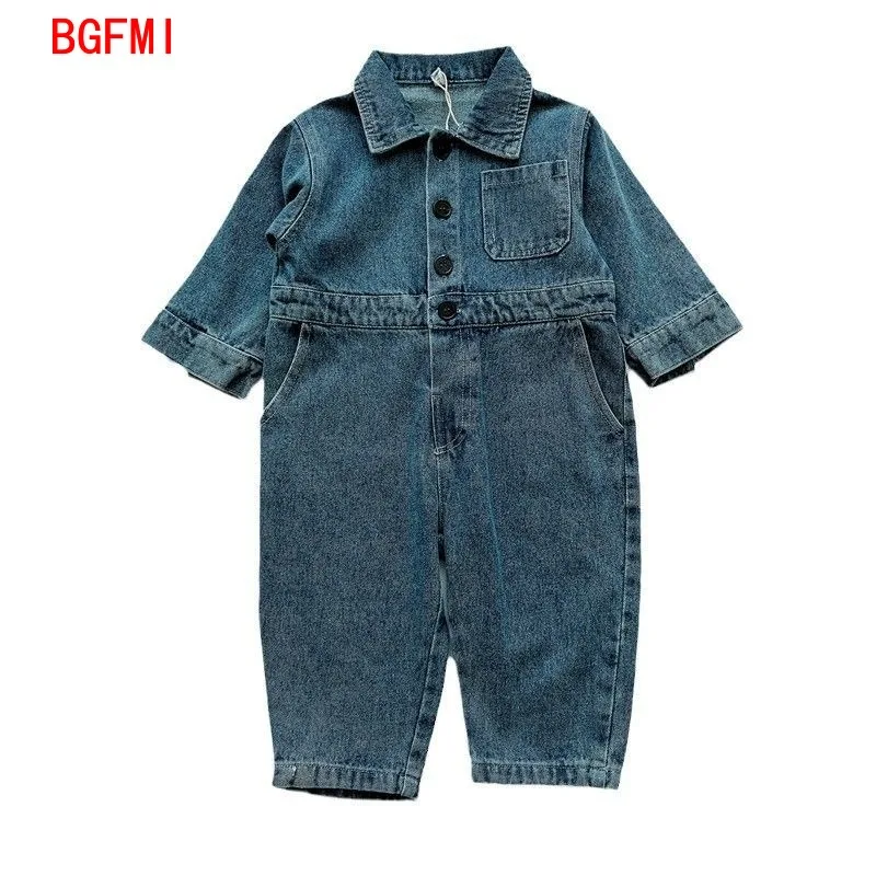 2024 Korea Denim Baby Romper Fashion Long Sleeve Jumpsuit Kids Spring Autumn Infant Boy Clothes Toddler Girls One-piece Onesie