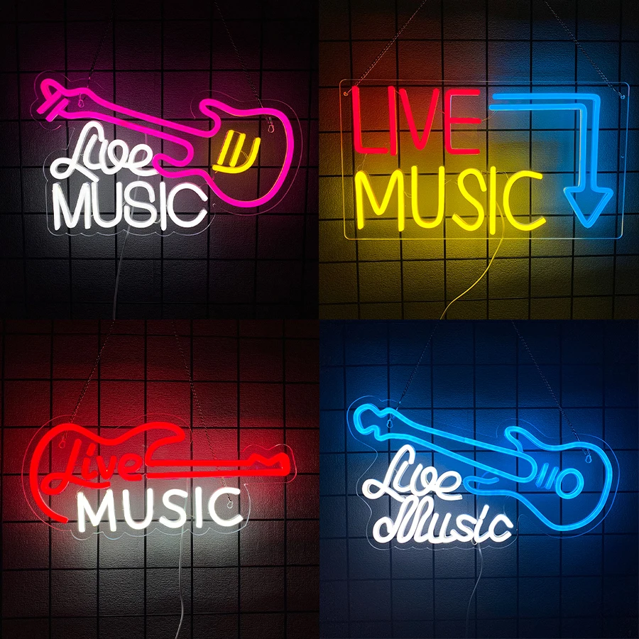 Live Music Series Neon Sign For Wall Decor,Light Up Sign For Game Room,Man Cave,Club,Music Studio Decor,Best Gift For Friends
