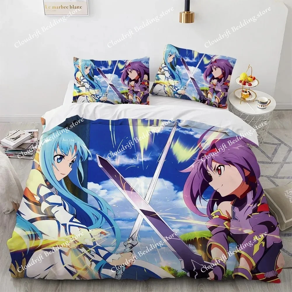 

Sword Art Online Bedding Set Anime Duvet Covers King Queen Double Twin Size Adults Kids Bed Linens Single Double Size Decor Home