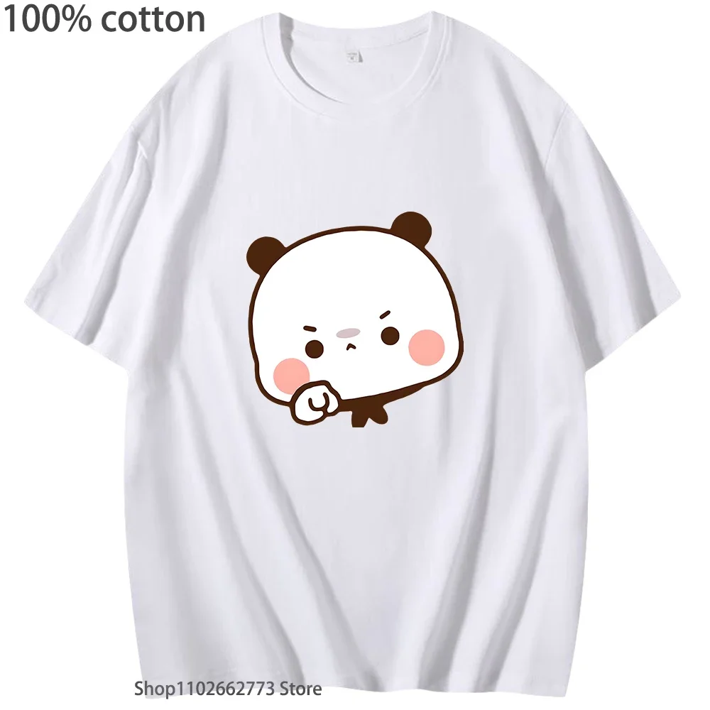 Angry Bubu Is Pointing At You Graphic T-Shirts Girls Kawaii Print Shirt Cute Panda Bear Casual Men 100%Cotton Tees Women Clothes