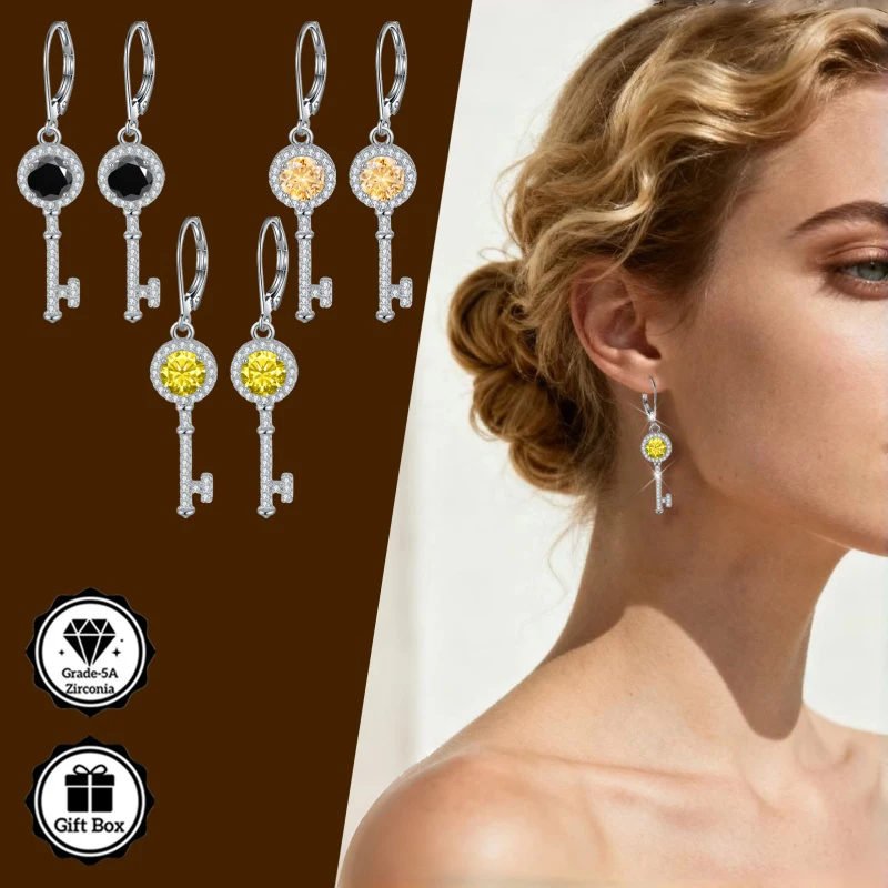 LAMVOICE Gioielli da donna, orecchini in argento sterling S925 con zirconi, regali di Natale per lei, gioielli con confezione regalo