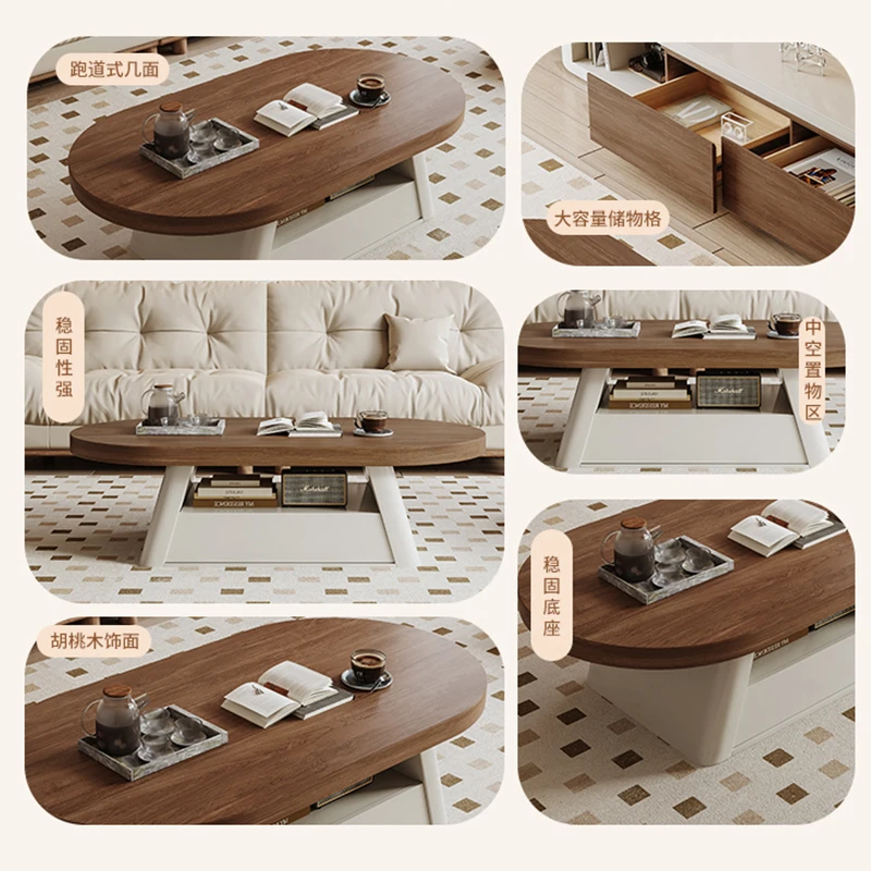 

Modern Brown Wooden Oval Coffee Table Factory Supply Price Living Room Furniture TV Stand and Coffee Tables