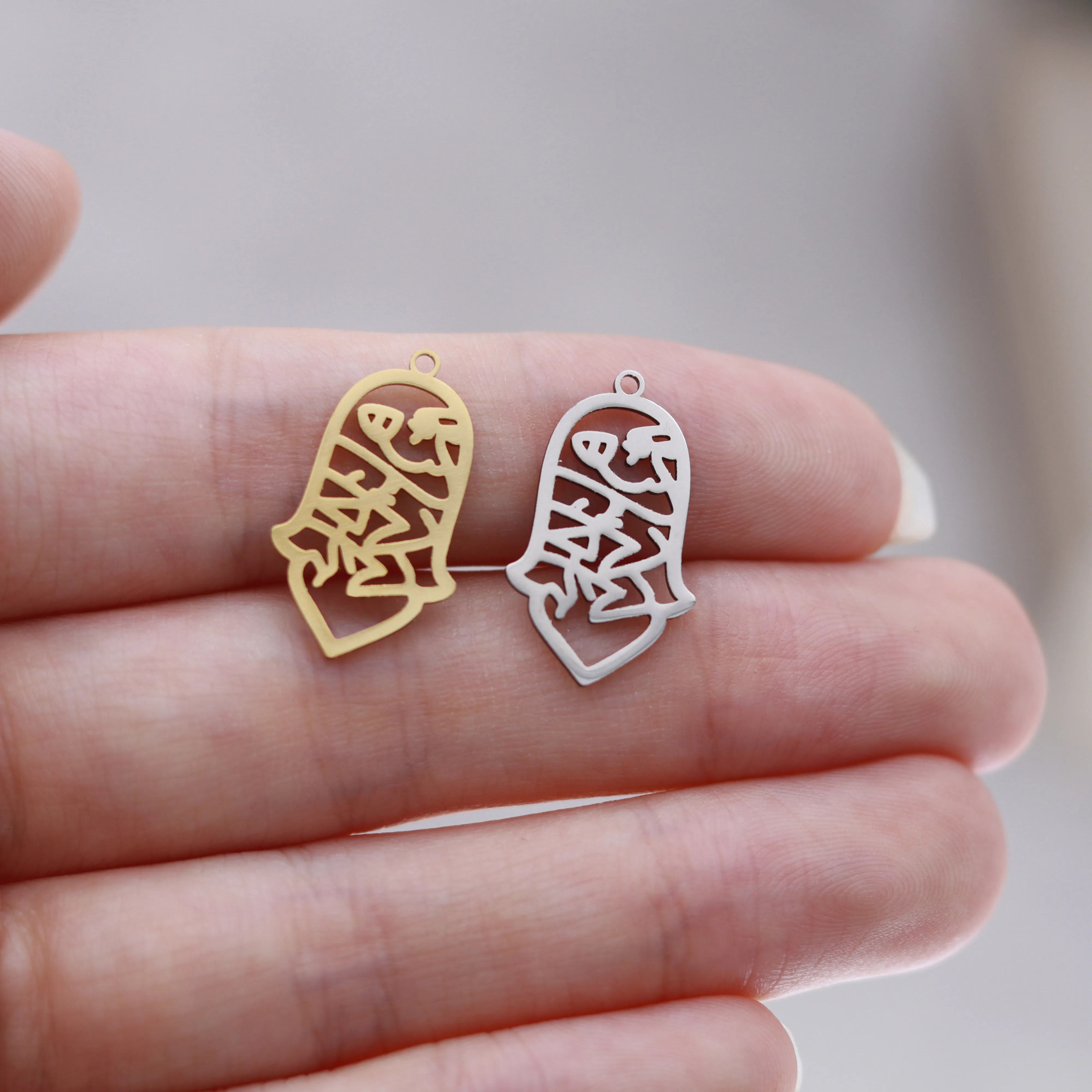 3pcs DIY Amulets Lucky Messianic Biblical Hebrew Charms Palestine Steel Pendant Fit Necklaces Bracelets Jewelry Making Supplies view 3