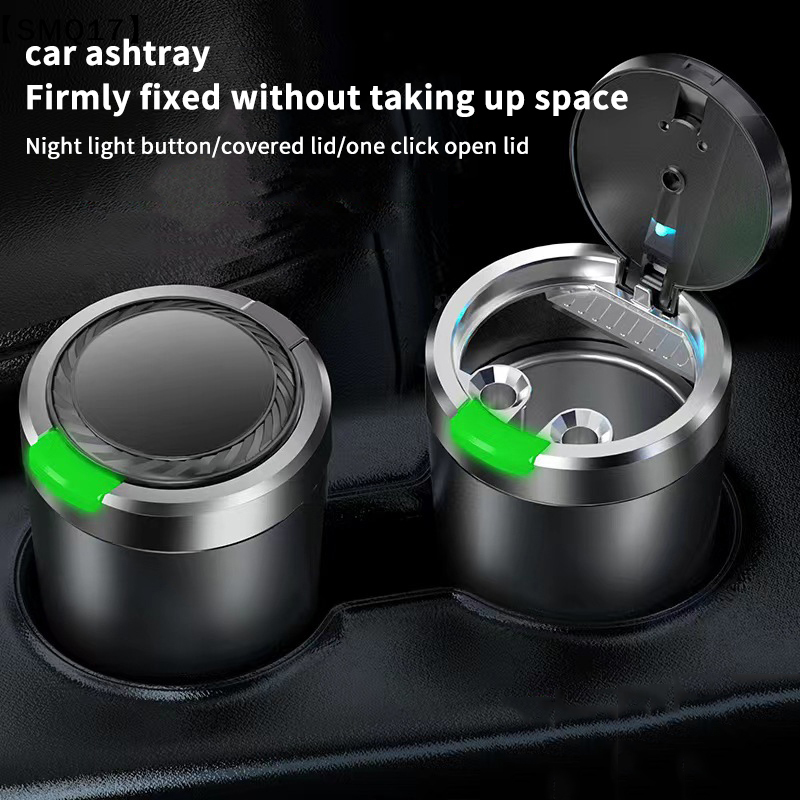  Car Ashtray With LED Light Universal Alloy Ash Tray Car Retardant Cigarette Holder Ash Tray Automotive Supplies 1PC【SMQ】 