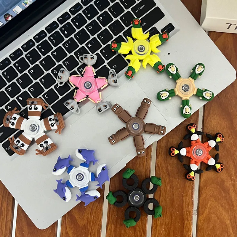 Italian Brainrot Tung Deformed Fidget Spinner Chain Toy Antistress Hand Spinner Vent Toy Adult Stress Relief Fidget Sensory Gyro
