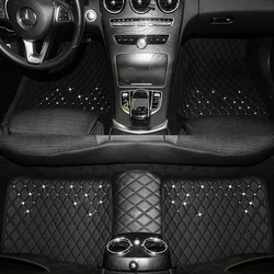 Car Floor Mats Carpet Bling Crystal Diamond Sparkly Anti-Slip Pad Pink Car Mats Universal Car Accessories