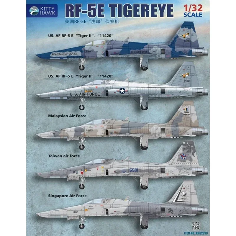 Kitty Hawk Gemonteerd Vliegtuigmodel Kit KH32023 RF-5E Tijgeroog Tactische Verkenningsvliegtuigen 1/32 Schaal