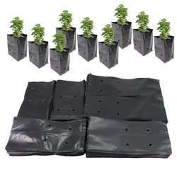 100PCS Black Plastic Seedling Bags Growing Bowl with Breathable Holes for Garden Plant Nursery Germination Nutrition Planter Pot