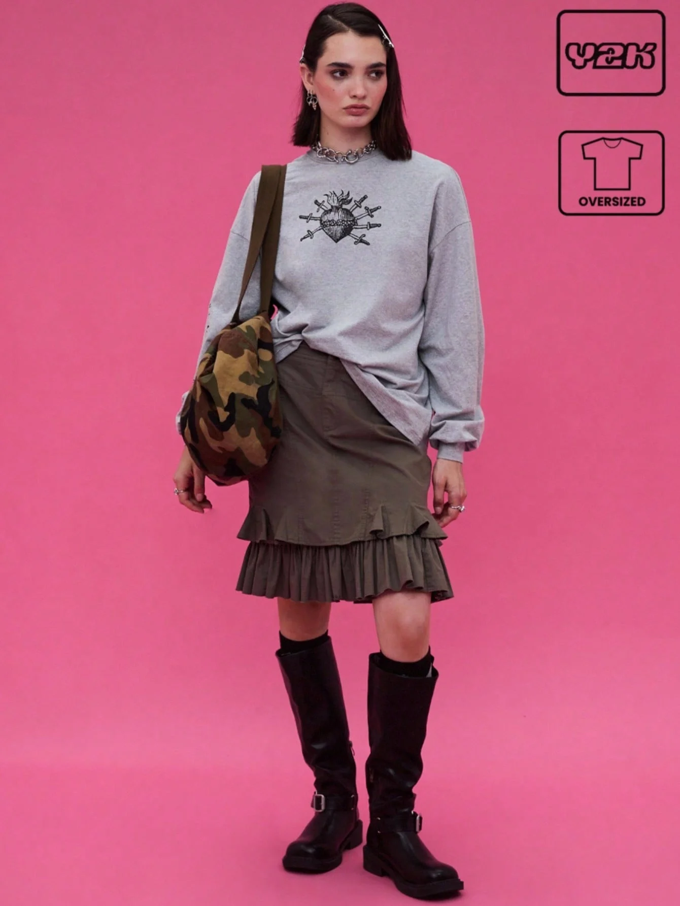 Long sleeve oversized printed t shirt autumn women's autumn clothes cute top graphic t shirt going out home commuting hoodie