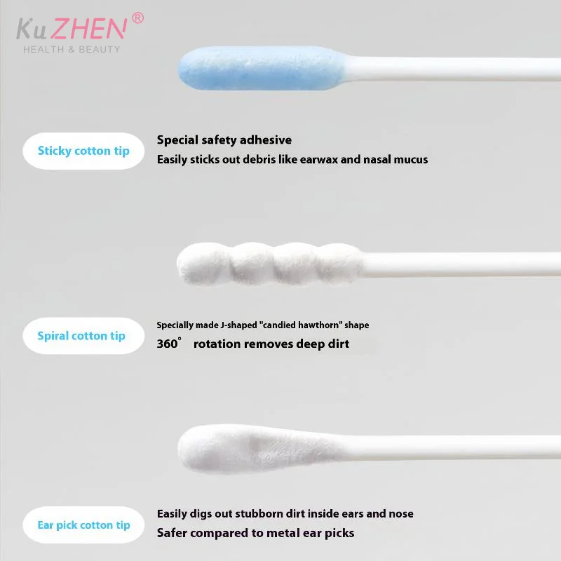 50 قطعة القطن الطفل الأذن الشمع إزالة العصي مسحات القطن لاصقة معبأة بشكل فردي الأذن ملعقة آمنة غرامة ورقة محور أعواد قطنية #6