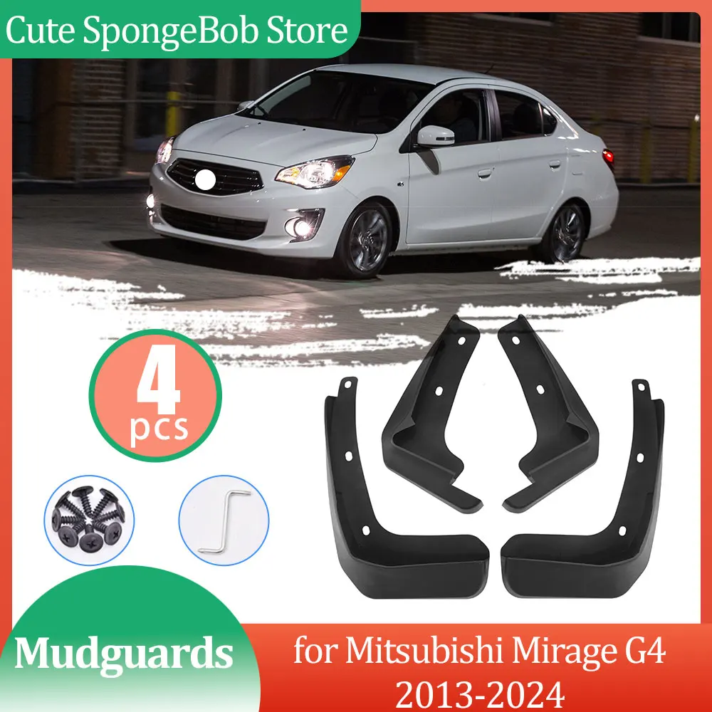 4x for Mitsubishi Mirage G4 Attrage Dodge Attitude 2013~2024 Mudguards Mud flaps Fender Flare Mud Flap Splash Guards Accessories