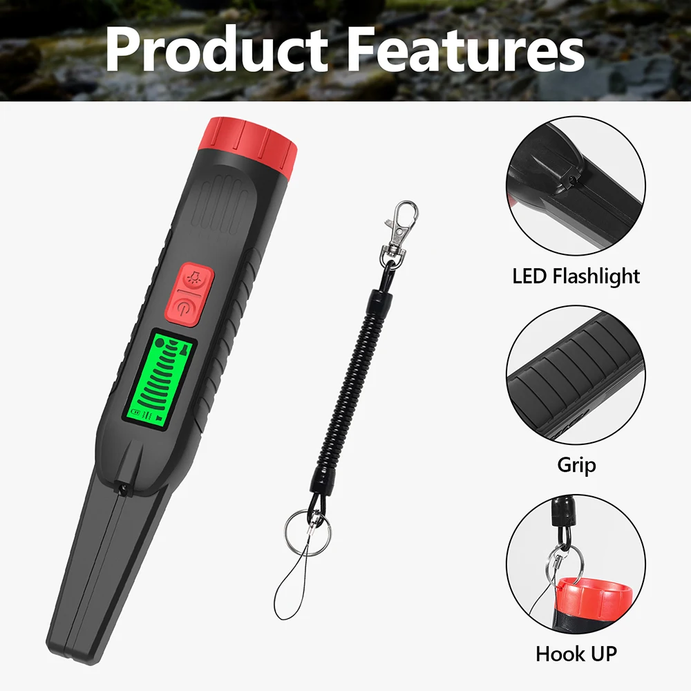 Display LCD Metal Detector Avventura all'aria aperta Metal Detector portatile Pinpointer Finder Impermeabile 360 °   Scansione della ricerca dell'oro