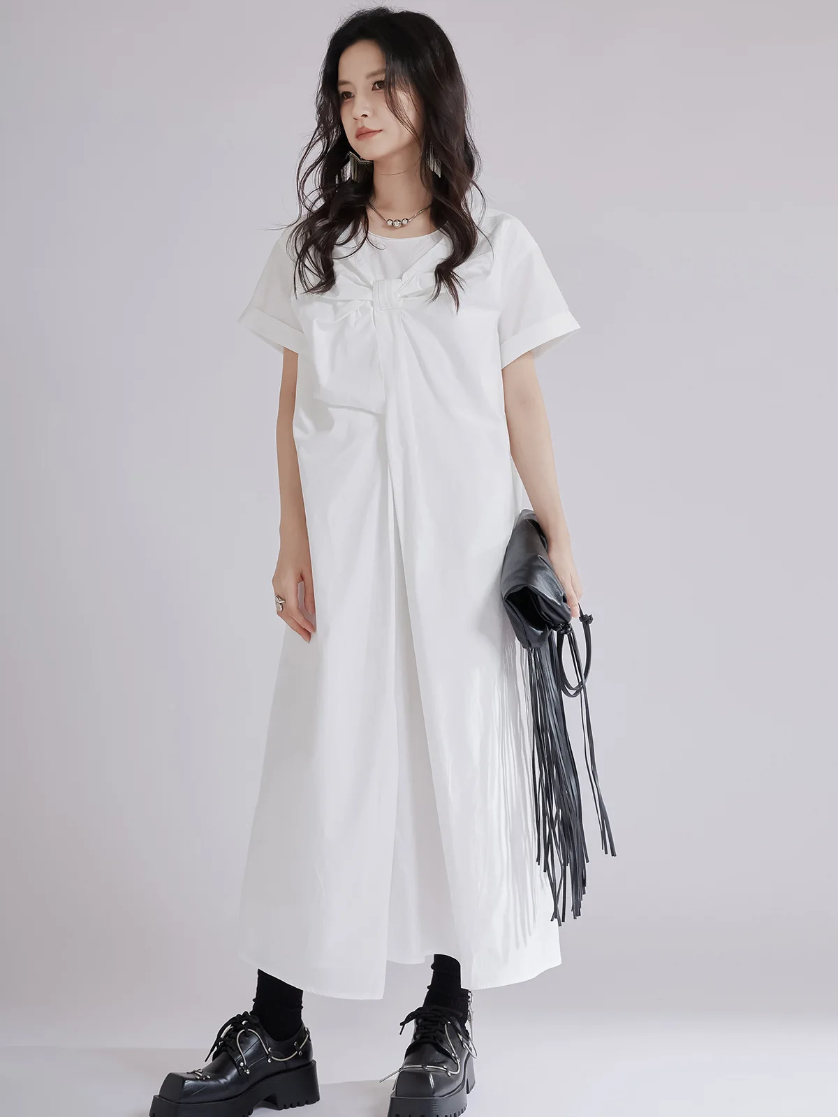 فستان نسائي من Tannt بأكمام قصيرة أسود مع قميص فساتين موضة غير رسمية غير منتظمة قمصان صيفية طويلة فساتين طويلة 2025 جديد