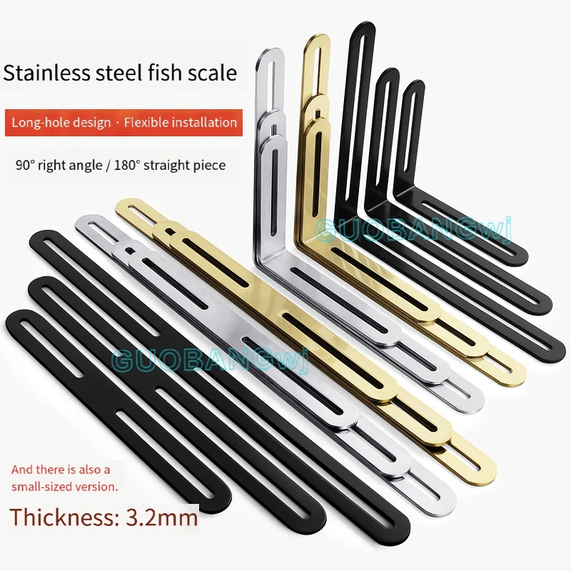 

Adjustable Reinforced Stainless Steel L-Type Corner Bracket, Right Angle Fixer, Furniture Shelf Support Triangle Connector 1pcs