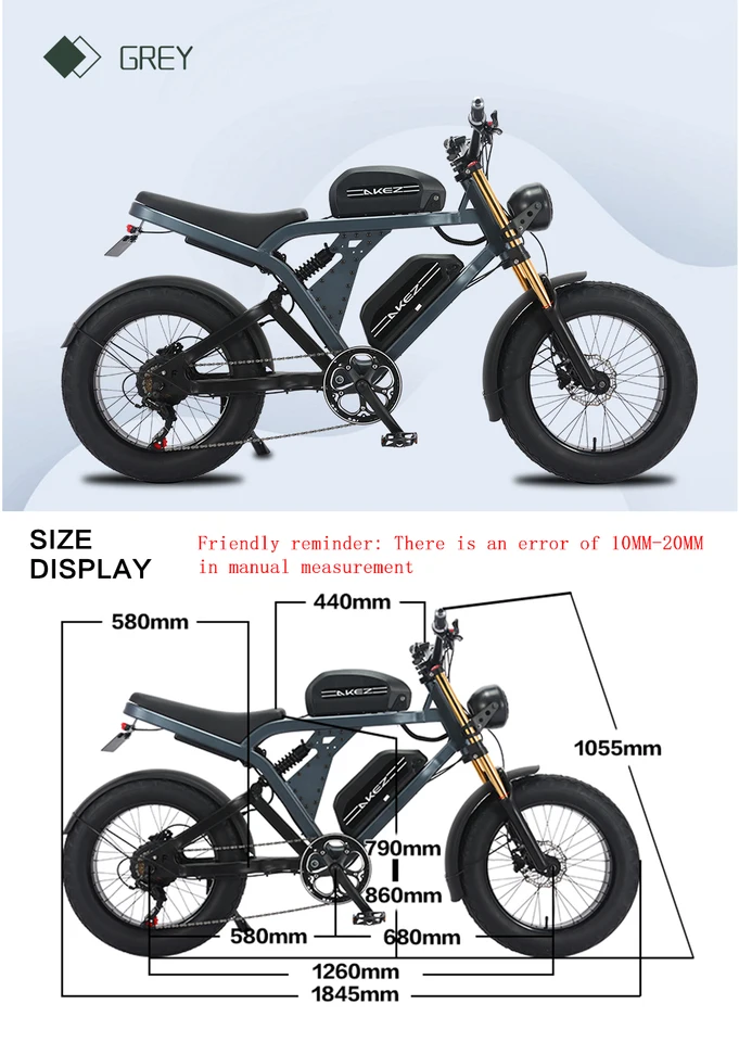 Electric Bike for Adults AKEZ King Kong 20"×4.0 Fat Tire 1500W Motor 30MPH Max Speed 48V 41Ah Lithium Battery Hydraulic Disc Brakes Turn Signals Dual Suspension All-Terrain E-Bike with LCD Display City Commuting,Mountain Roads Bike image 10