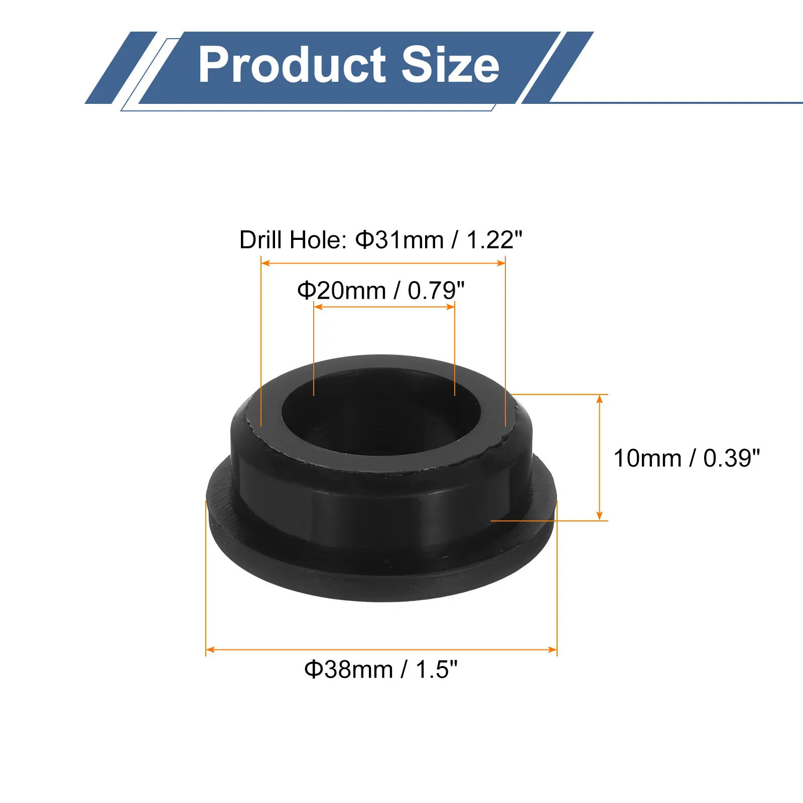 Rubber Grommets 31-50mm Drill Hole 20-40mm ID Hole Top Hat Grommet Black Silicone Rubber Hole Plug Gasket for Wiring Automotive